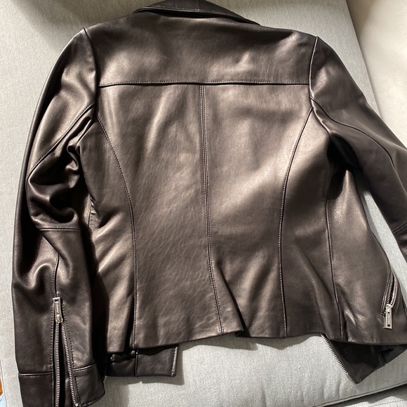 Calvin Klein Biker Leather Jacket Women’s in Black with Silver Hardware - Picture 10 of 10
